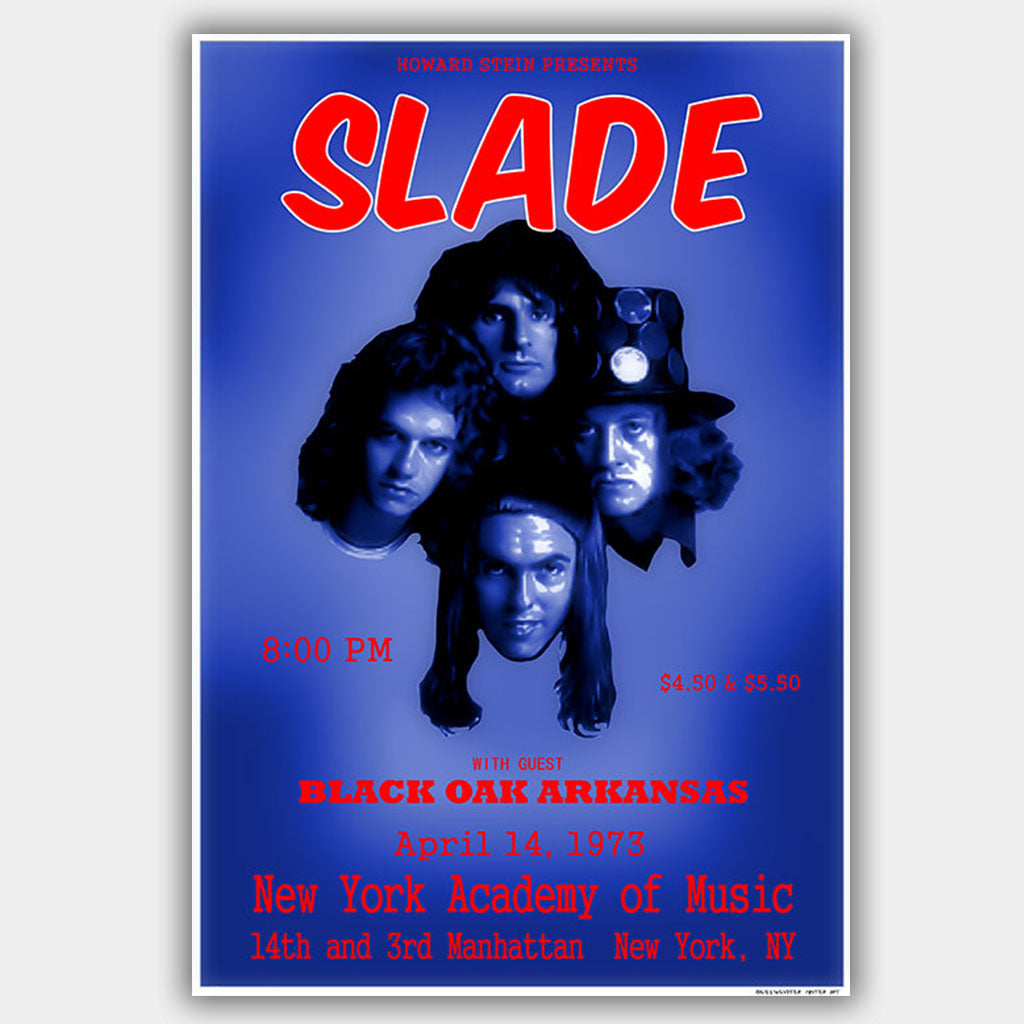 Slade with Black Oak Arkan (1973) - Concert Poster - 13 x 19